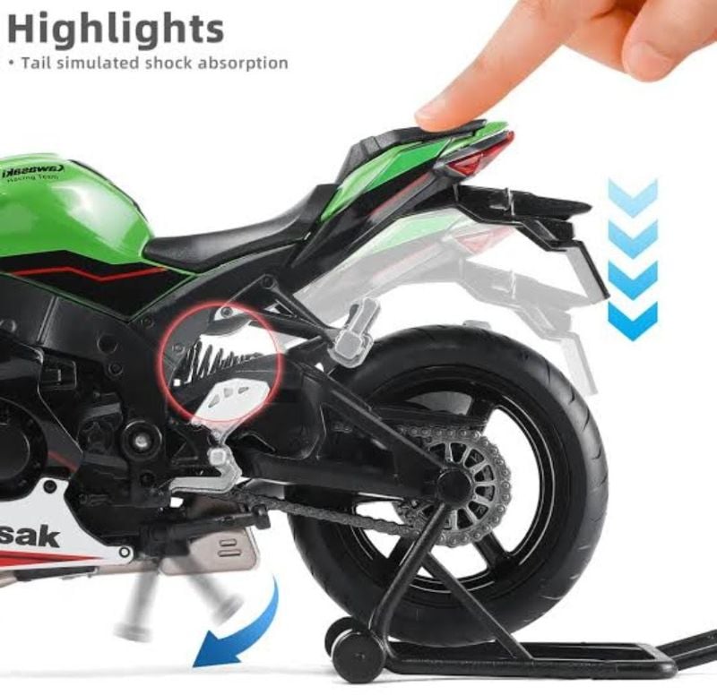 1:8 Scale Kawasaki Ninja H2R motorcycle Diecast Sound light Gift toy (M5SK8N-I)