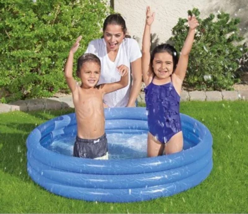 Bestway 3 Ring Inflatable cool embossing Paddling Pool Blue For Kid's - 48 X 10 Inches 2 kids space 0 to 7 age swimming pool TM (51025)