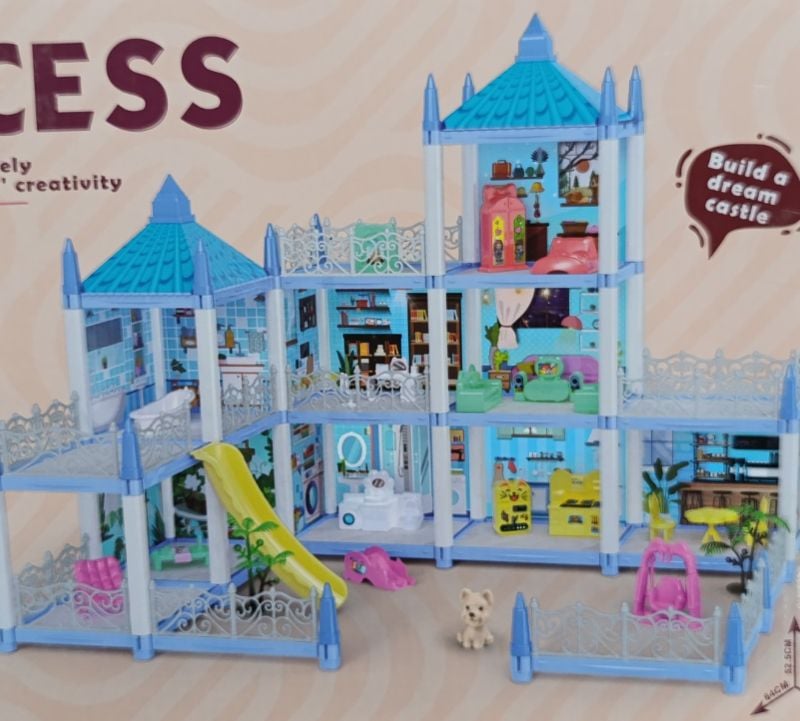 Princess House Building Blocks – 224 PCS Dream Castle Playset with Furniture, Slide & Accessories – Creative DIY Dollhouse Construction Toy for Kids Ages 3+ – Educational Imaginative Play Gift KT