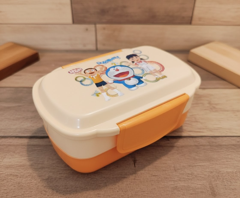 Lunch box Doraemon themed Bright Hyper space saving double compartment spoon unbreakable BPA Free