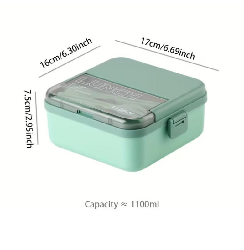 High quality Lunch Box with Utensils, Sealing Clip, 1100ml Large Capacity Portable Bento Box for Office Workers and Students (MN935-2)