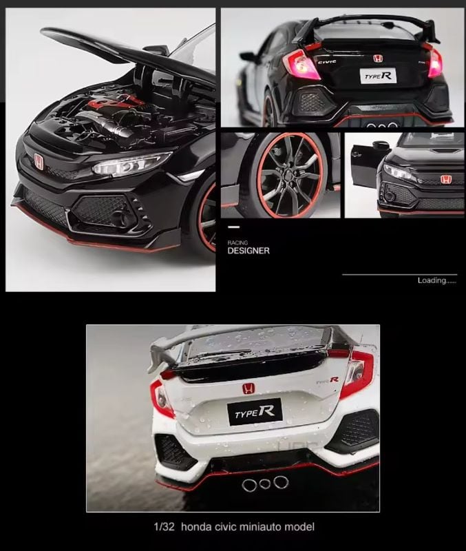 Honda Civic Model Car Diecast Metal 1:32 Scale Open all sides Sound Light Hot Favourite Car For Collector TK (3227B)