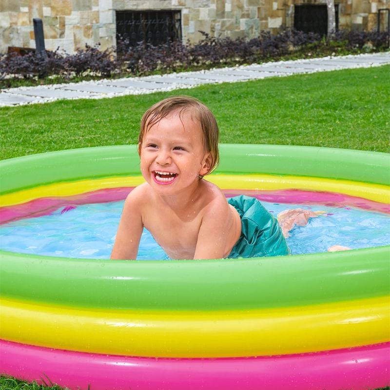Big Soft comfortable inflatable vinyl floor Bestway Summer Pool 3Ring 2 kids space TM(51103)