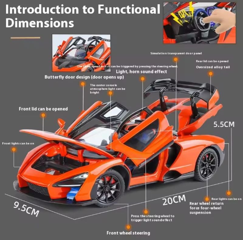1:24 McLaren Senna car diecast open doors toy car (CZ181A)