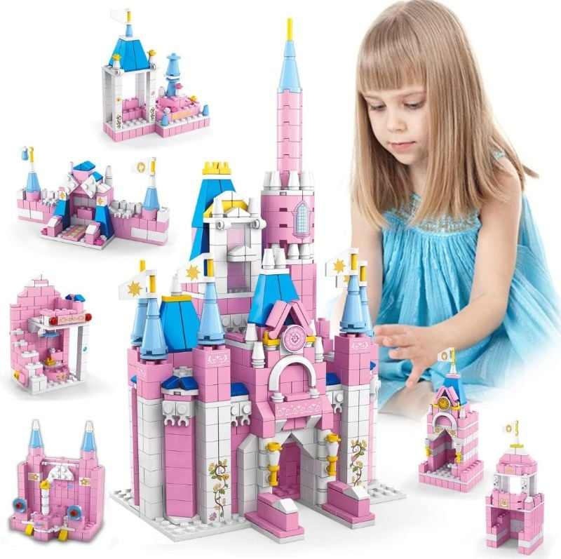 6-in-1 1000Pcs Princess Dream Castle Building Blocks Set | STEAM Kit for Kids | Educational DIY Toy for Kids (Age 6+)