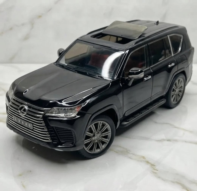 1:24 Toyota Lexus LX600 SUV Black Diecast model toy car in Black mirror openable doors KT(M345-1)