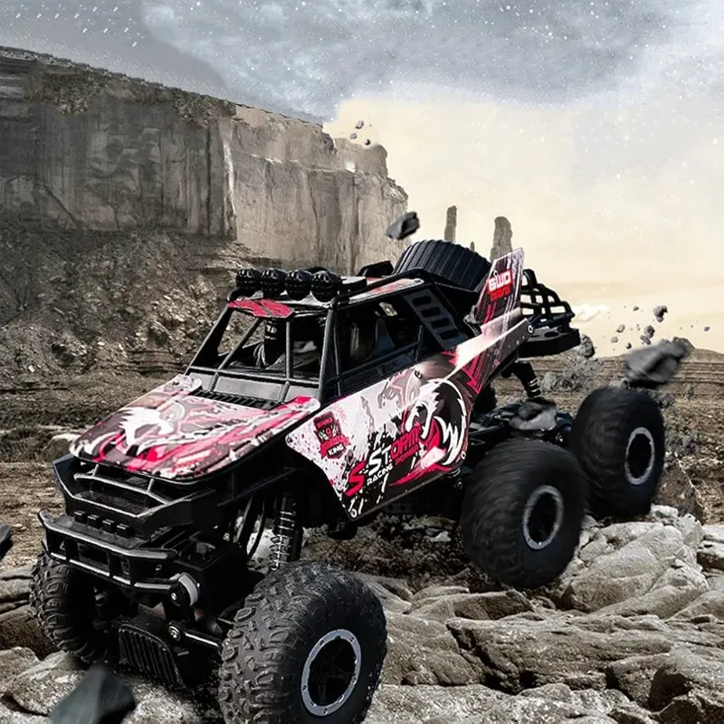 2.4GRC Car Rock Crawler Truck 6WD 1:10 Large Scale Remote Control Car Off Road Climbing Vehicle Toy With Spray Device Super Powerful Monster Truck, All Terrains Remote Control Car For Kids Adults KT(QX3688-32)