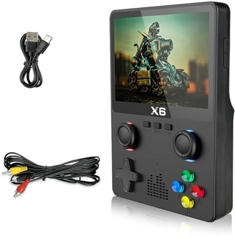 X6 3.5Inch IPS Portable Handheld Game Console 10000+ Games Game Pad - Dual 3D Joystick 11 Simulators 64GB Video Gift TM (X6)