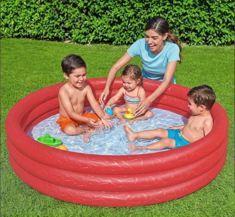 Bestway 3 Ring Inflatable cool embossing Paddling Pool For Kid's - 48 X 10 Inches 2 kids space 0 to 7 age swimming pool TM (51025)