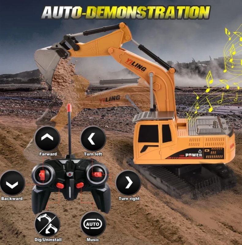 1:24 scale Engineering Truck Excavator RC Rechargeable 360 rotate Digging Sound KT (7721A)