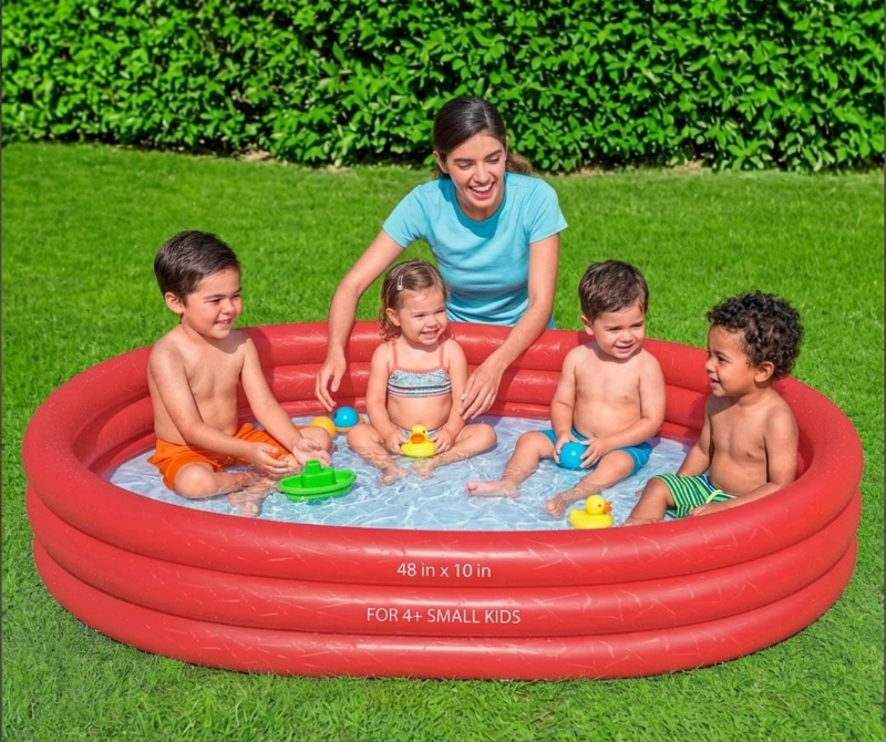 Bestway 3 Ring Inflatable cool embossing Paddling Pool For Kid's - 48 X 10 Inches 2 kids space 0 to 7 age swimming pool TM (51025)