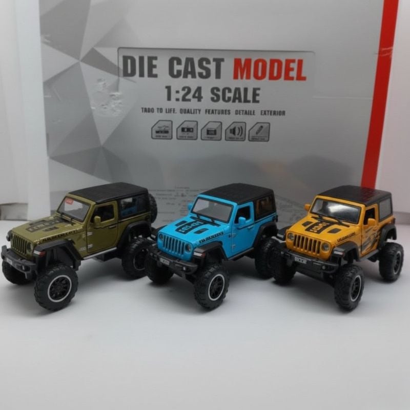 Jeep Wrangler Rubicon 1:24 Diecast open door hood toy car (DC24022)