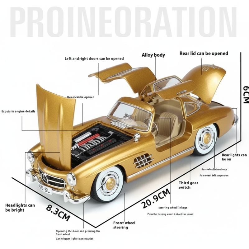 Jinlifang 1:24 scale Mercedes-Benz 300SL die-cast model car (1901-263A)