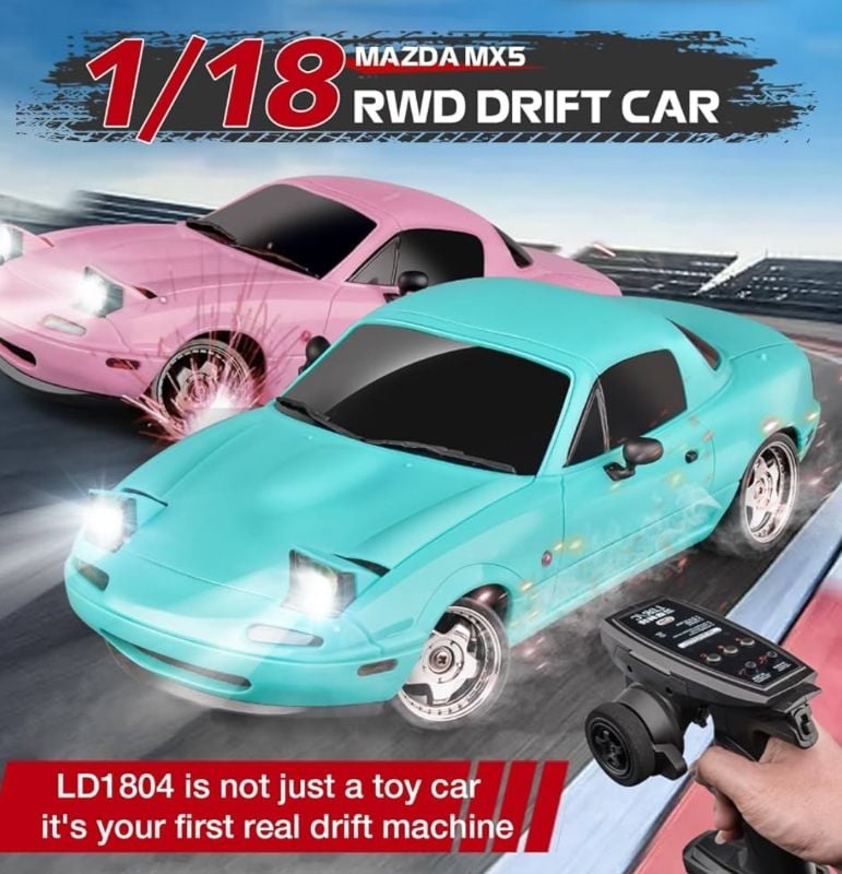 2.4G 1:18 scale Mazda MX-5 Miata RC Drift Car Real Drift 4WD Handling Gyro LED Headlight Funny Tongue  KT(1988)