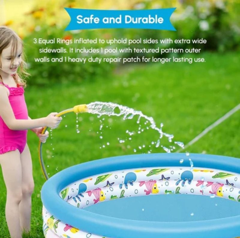 3 Ring Ocean Character Inflatable Kids Pool 101L 0 to 7 age swimming pool TM(51008)