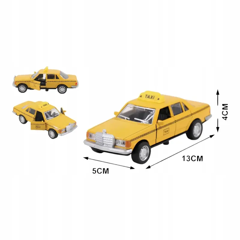 Classic Taxi Car Diecast Metal Openable Door Yellow 1:32