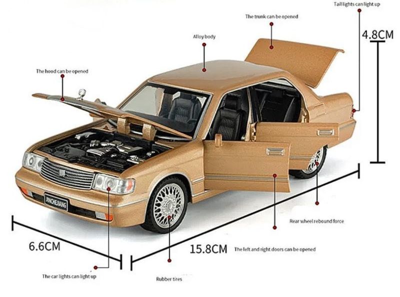 1:32 Classic Toyota Crown diecast model car open doors (Q5SK32N-R)