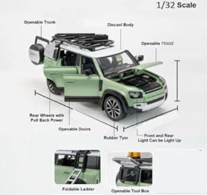 1:32 scale Diecast Land Rover Defender Off road (Q3002C)