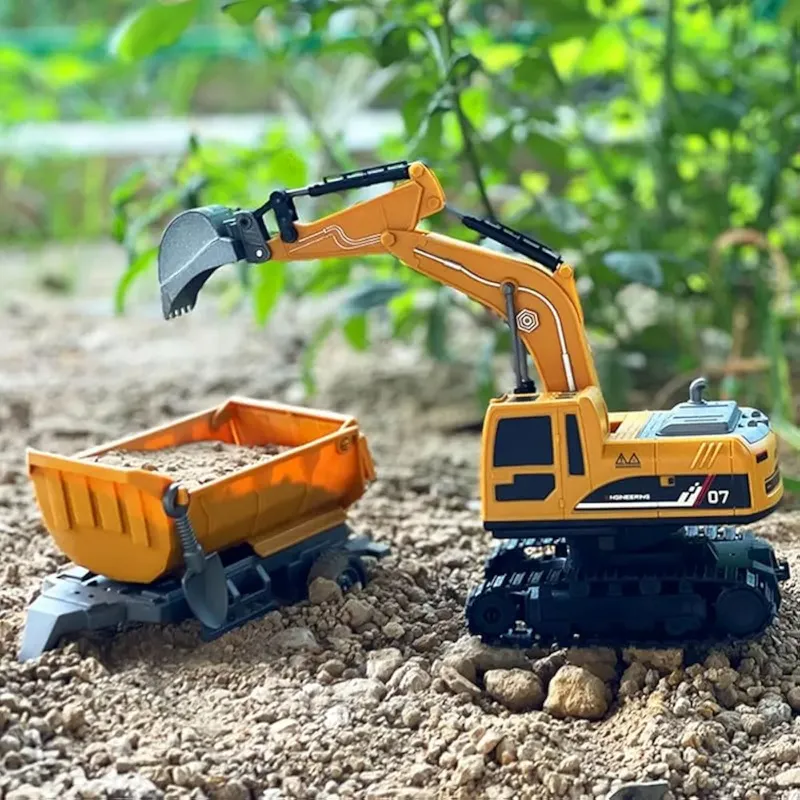 1:22 scale RC Excavator Models Toys Rechargeable Smoke with big trolley KT (671-2S)