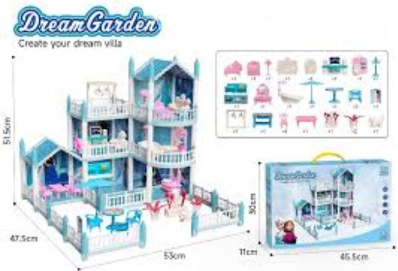 Dream Villa Multi Storey DIY Doll House Create Your Dream House Best Girls Gift Set With Accessories KT (GJJ046)