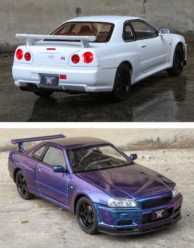 1:24 Nissan Skyline Ares GTR R34 Diecast Open Doors sound light toy car (1900-410)
