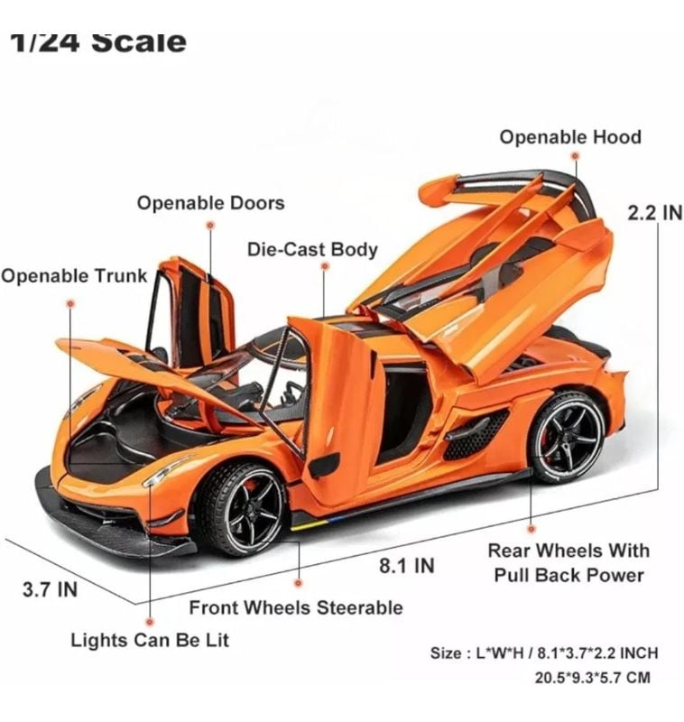 1:24 scale Koenigsegg Jesko with Spraying diecast model car (CZ163AD)
