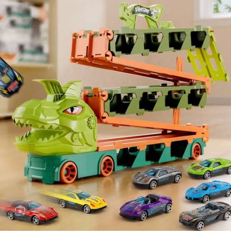 Dinosaur Catapult Storage Long Truck Racing playset with car (F198-2)