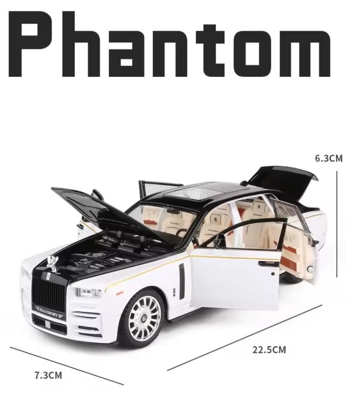 1:22 Rolls Royce Phantom Luxury die-cast alloy model car and toy vehicles, metal model car collection, simulation sound and light, gift for children TM