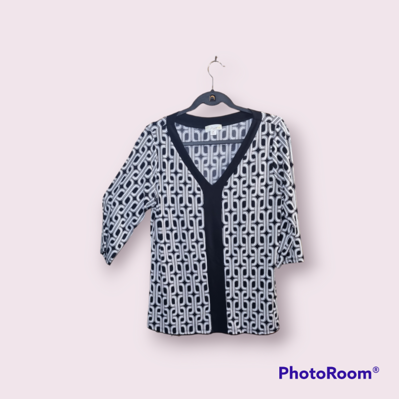 Blusa diseño de cadena Blanco y negro