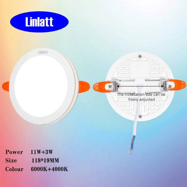 11+3W နှစ်ရောင်စပ် အဝိုင်းမြုပ် လင်းလက်