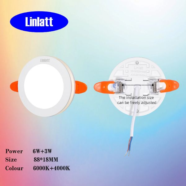 6+3W နှစ်ရောင်စပ် အဝိုင်းမြုပ် လင်းလက်