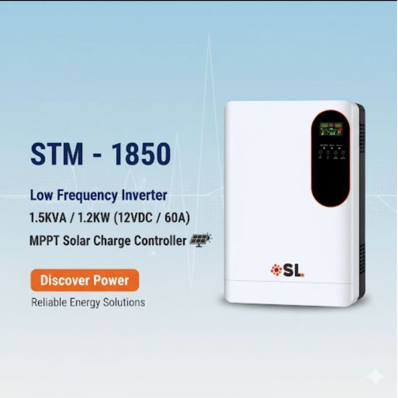 SL STM - 1850
Low Frequency Inverter
1.5KVA / 1.2KW(12VDC / 60A)
MMPT Solar Charge Controller