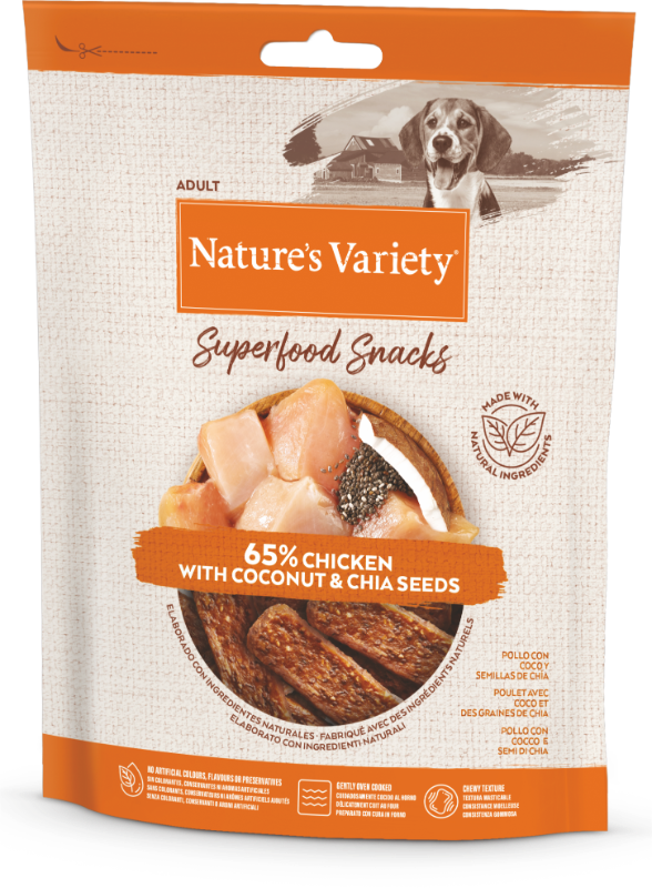 Superfood Snacks ALL SIZES VIŠTIENA SU KOKOSU IR CHIA SĖKLOS 85g