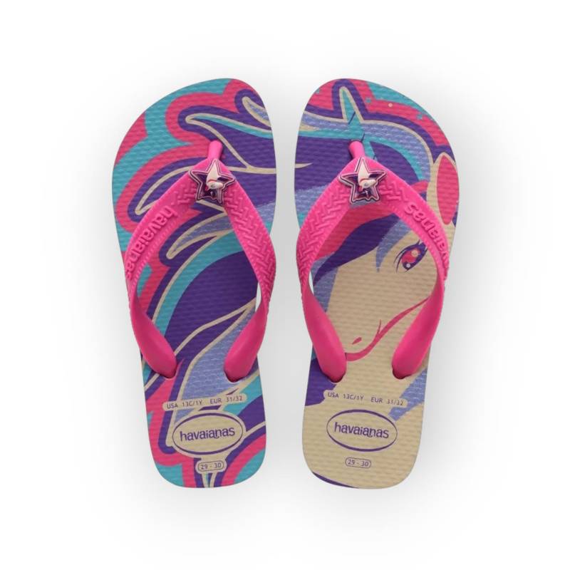 HAVAIANAS KIDS FANTASY BEGE PALHA/MAGENTA