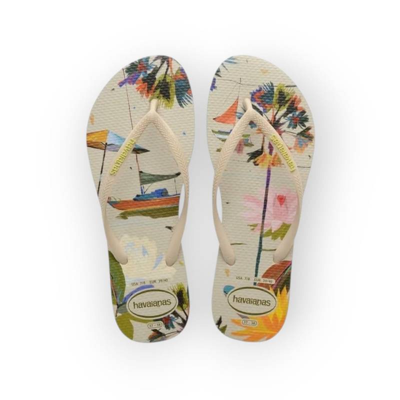 HAVAIANAS SLIM SUMMER BLISS BEGE PALHA