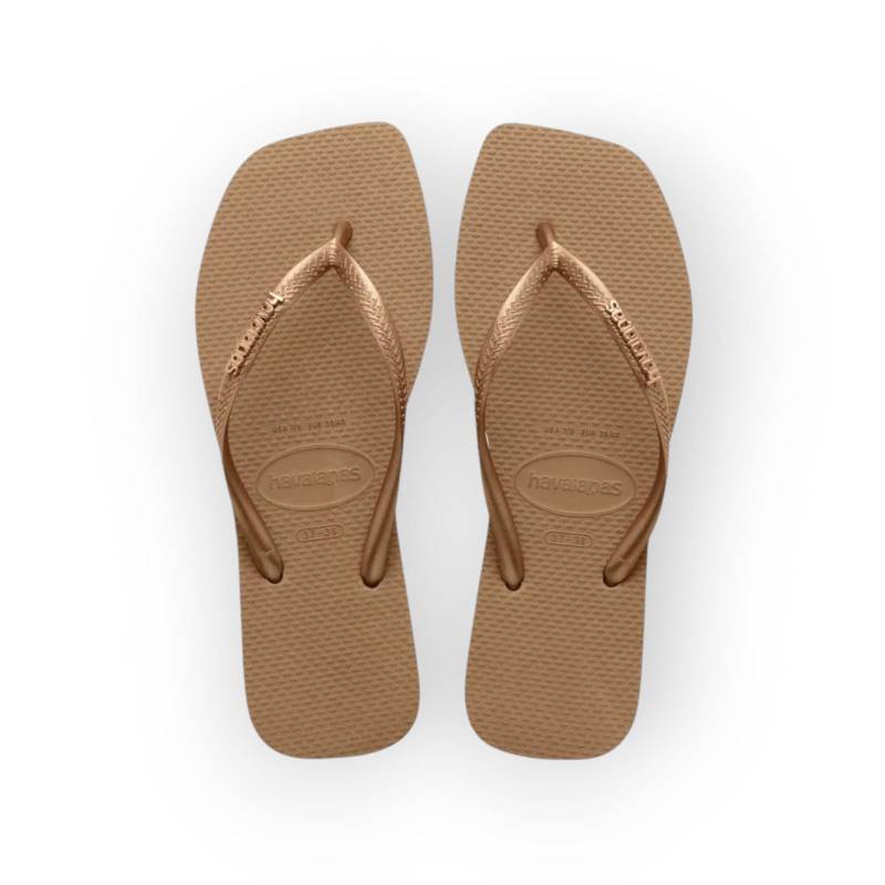 HAVAIANAS SLIM SQUARE LOGO METALIC ROSE GLD/ROSE