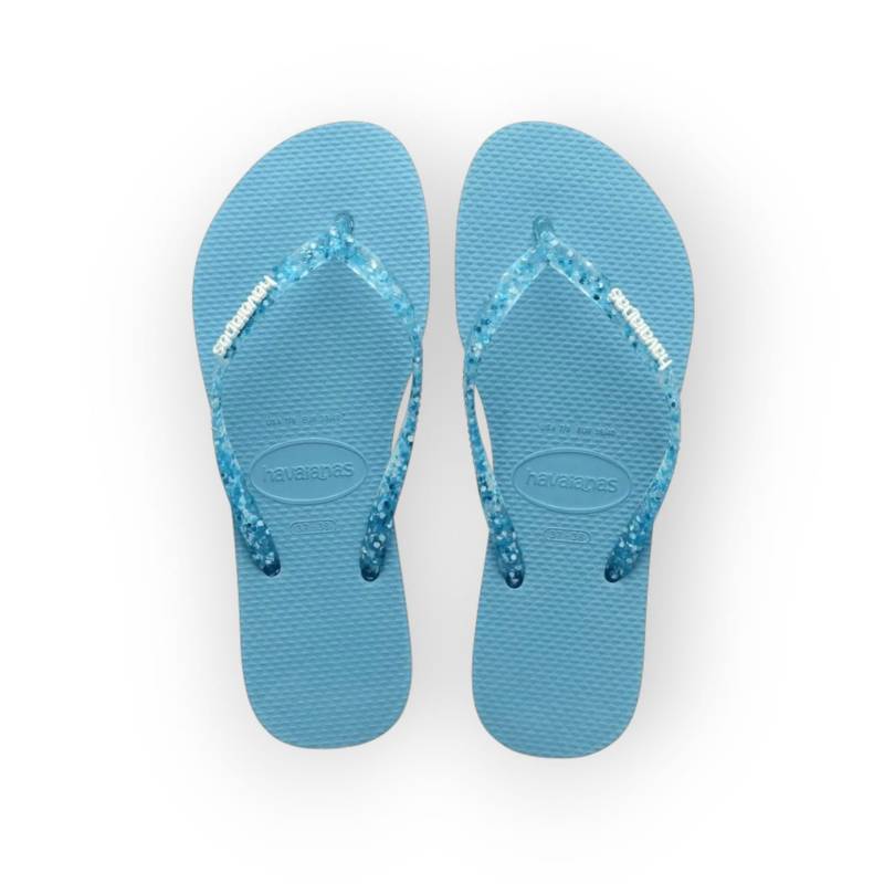 HAVAIANAS SLIM LOGO METALLIC AZUL TRANQUILIDADE