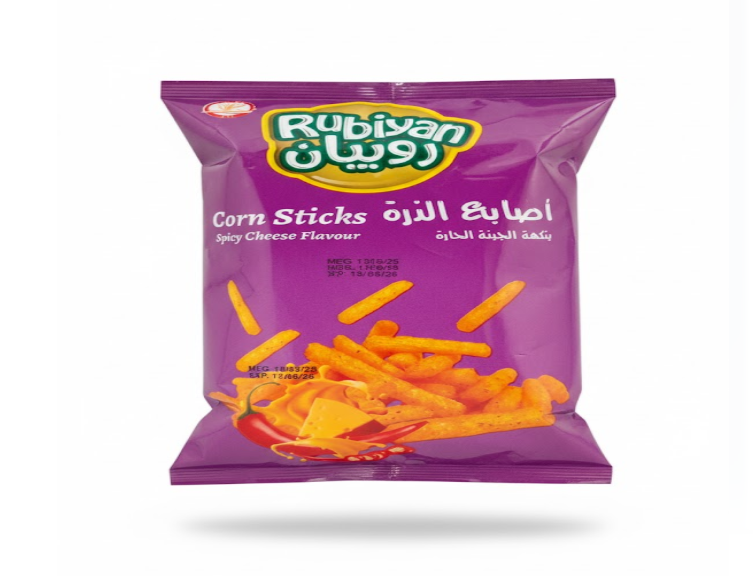 Rubiyan Corn Stick Spicy Cheese Flavour 18g – Rubiyan Corn عصا حار جبنة Flavour 18 غرام