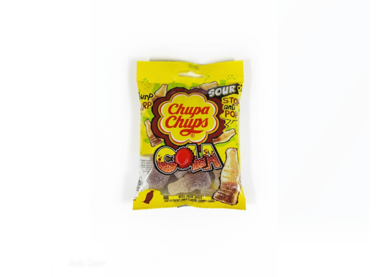 Chupa Chups Cola Soft & Chewy Cola Flavour Gummy Candy 90 g – تشوبا تشوبس Cola Soft & Chewy Cola Flavour Gummy Candy 90 غرام