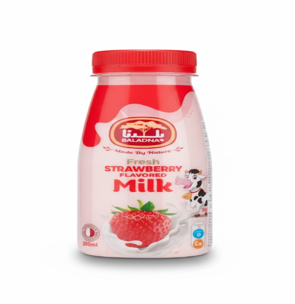 Baladna Fresh Strawberry Flavoured Milk 200 ml – بلدنا Fresh فراولة Flavoured حليب 200 مل