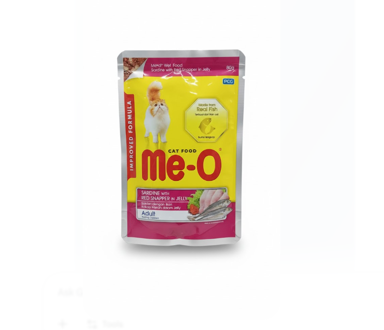 Me-O Cat Food Sardine with Red Snapper in Jelly – 80 g