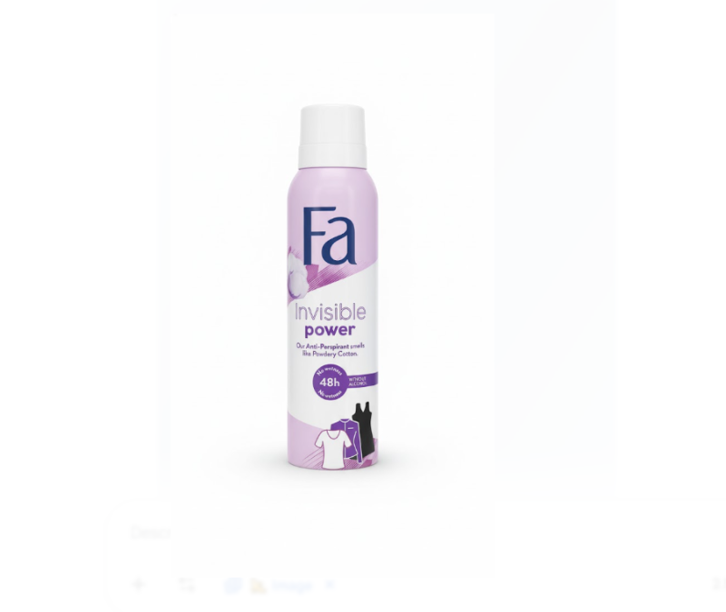 Fa Invisible Power — our anti-perspirant smells like powdery cotton and provides 48h protection without alcohol
