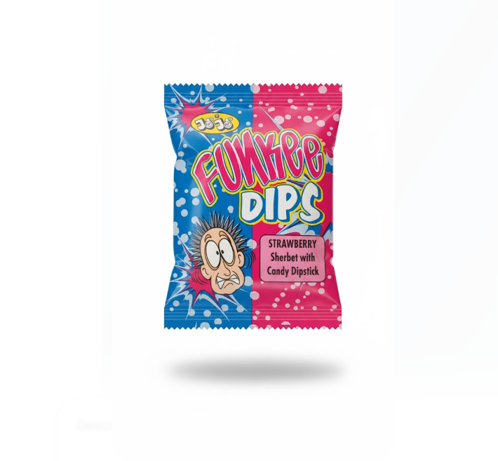 Funkee Dips Strawberry Sherbet with Candy Dipstick 12g – Funkee Dips فراولة Sherbet with Candy Dipstick 12 غرام