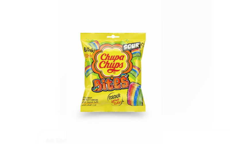 Chupa Chups Bites Sour Fruit Flavour Gummy Candy 85g – تشوبا تشوبس Bites Sour Fruit Flavour Gummy Candy 85 غرام