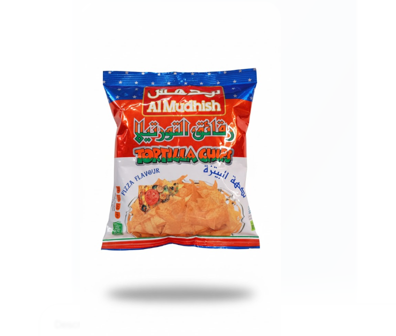 Al Mudish Tortilla Chips – Pizza Flavour 20 g – Al Mudish Tortilla شيبس – Pizza Flavour 20 غرام
