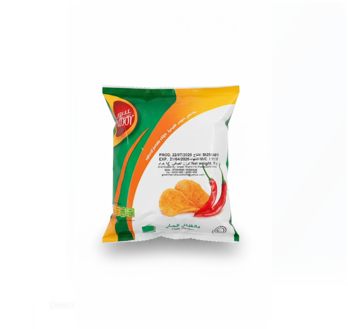 Suroor Natural Potato Chips Chilli 14 g
 سرور شرائح البطاطس الطبيعية بنكهة الشطة 14 جم