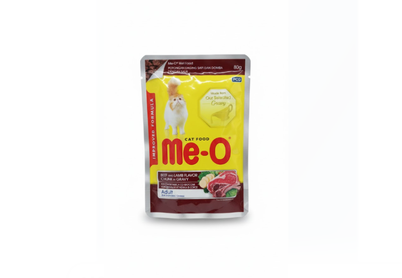 Me-O Cat Food Beef & Lamb Flavour Chunk in Gravy – 80 g
