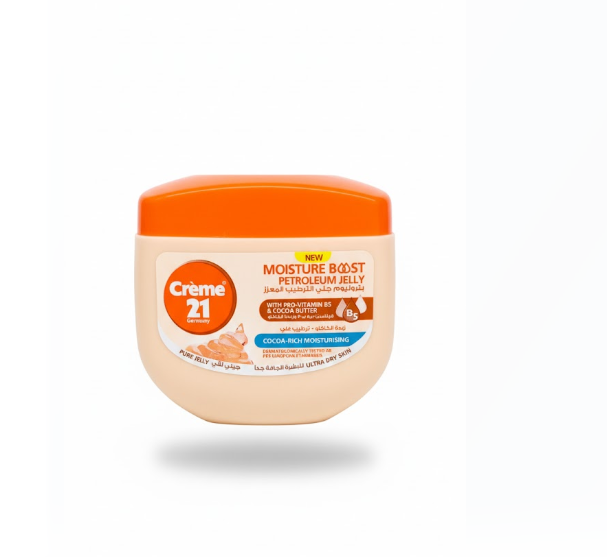 Creme 21 Germany Moisture Boost Petroleum Jelly with Pro-Vitamin B5 & Cocoa Butter 300 ml – Creme 21 Germany Moisture Boost Petroleum Jelly with Pro-Vitamin B5 & Cocoa زبدة 300 مل