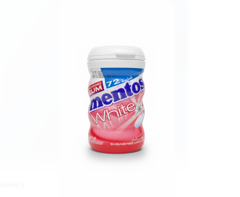 Mentos White Sugar Free Chewing Gum Strawberry Flavour 72 Pieces – منتوس أبيض خالي من السكر Chewing Gum فراولة Flavour 72 Pieces