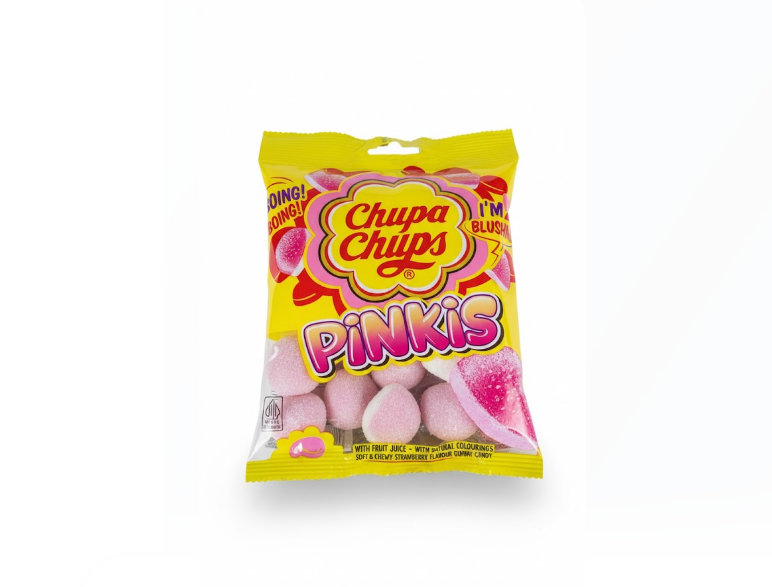 Chupa Chups Pinkis Soft & Chewy Strawberry Flavour Gummy Candy 106 g – تشوبا تشوبس Pinkis Soft & Chewy فراولة Flavour Gummy Candy 106 غرام